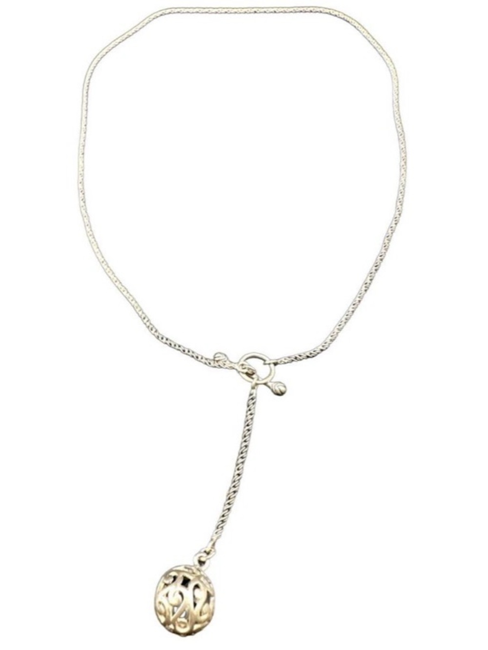 Silpada Silver Lariat Necklace with Filigree Orb Drop Simple Delight - Picture 2 of 4